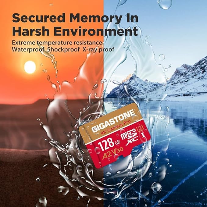【5-Years Data Recovery】 GIGASTONE 128GB Micro SD Card 5-Pack, 4K Camera Pro, Compatible with GoPro Switch 1, Speed 100MB/s. A2 U3 V30 Micro SDXC Card with SD Adapter.