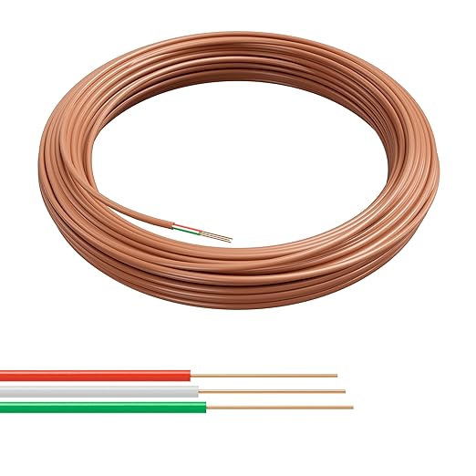 THE CIMPLE CO 18/3 Thermostat Wire 200 FT - Insulated Solid Copper Wiring for HVAC, Furnaces, Video Doorbells, Alarms, Lighting, Smart Thermostats - 18 Gauge, 3 Conductor - 200 Feet (60 Meters), Brown