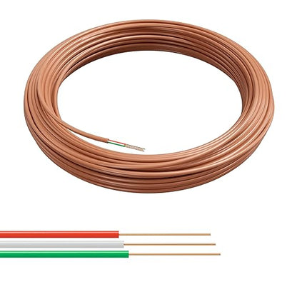 THE CIMPLE CO 18/3 Thermostat Wire 75 FT - Insulated Solid Copper Wiring for HVAC, Furnaces, Video Doorbells, Alarms, Lighting, Smart Thermostats - 18 Gauge, 3 Conductor - 75 Feet (22 Meters), Brown