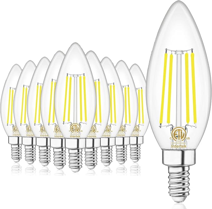 10 Pack Dimmable Type B Candelabra Light Bulbs, 4W 4000K Natural Daylight E12 Led Bulb, winshine Candelabra Led Light Bulbs 60 Watt Equivalent, Small Base Chandelier Candle Fan Light Bulbs, B11, 600LM