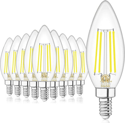 10 Pack Dimmable Type B Candelabra Light Bulbs, 4W 4000K Natural Daylight E12 Led Bulb, winshine Candelabra Led Light Bulbs 60 Watt Equivalent, Small Base Chandelier Candle Fan Light Bulbs, B11, 600LM