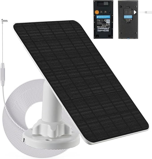 3W Solar Panel with Built-in 4000mAh Battery, Micro-USB Port, IP65, 13.2ft Charging Cable, Perfect Compatibility with Ring Video Doorbell (2nd Generation-2020 Release), no Need to Remove Stand