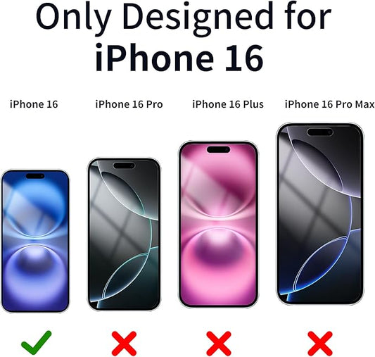 Juvraixo for iPhone 16 Privacy Screen Protector 6.1 Inch Anti Blue Light for 16 Tempered Glass 28° Rose red Gradient Anti-Spy Easy Installation Full Coverage Anti-Scratch