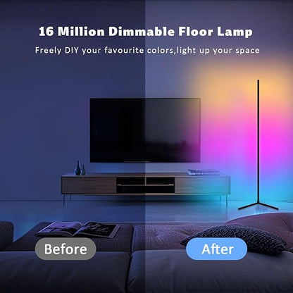 Tyute Corner Floor Lamp 2 Pack, LED Lamps with Remote, RGB Standing Lamp, LED Light Stick, Music Sync Dimmable Color Changing Ambient Light Bar for Bedroom, Living Room, Gaming Room, Party, Dorm