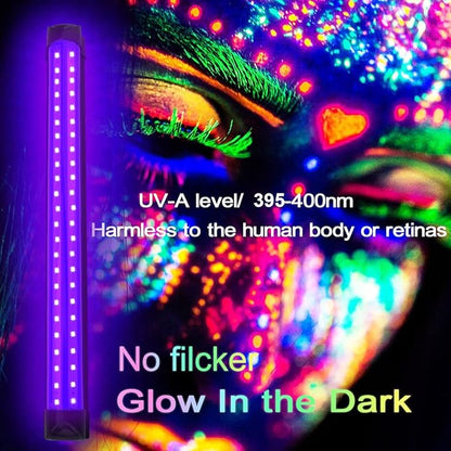 4 Pack 10W 48 LED Black Light Bars 1Ft 395-400nm UV Blacklight Tube with 5.9Ft Cord+Plug+Switch Linkable Black Light Fixtures for Bedroom Fluorescent Poster Body Paint Halloween Glow Party