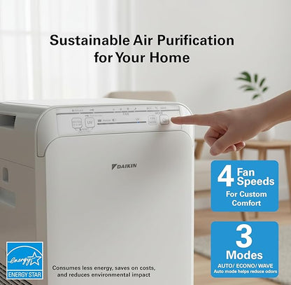 Daikin MCB50YSAU Room Air Purifier for Home, HEPA, Activated Carbon, Pre-Filter and UVC LED Light, Zero Ozone Product, CARB Certified, 10.5 x 10.5 x 19.5 in