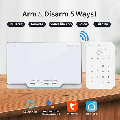 Keyboard for WiFi GSM Burglar Alarm System,Smart Home Alarm System Base Wireless 12 Pieces-kit,DIY Alarm System,Remote,Keypad,Compatible with Alexa,for House,Villa Apartment Security,White