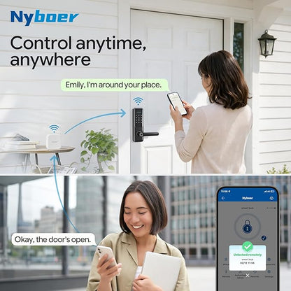 Wi-Fi Gateway Remotely Control Smart Fingerprint Door Lock with TT Lock App, Gateway Smart Hub Compatible with Alexa Voice Control,Electronic Lock Assemblies by Nyboer