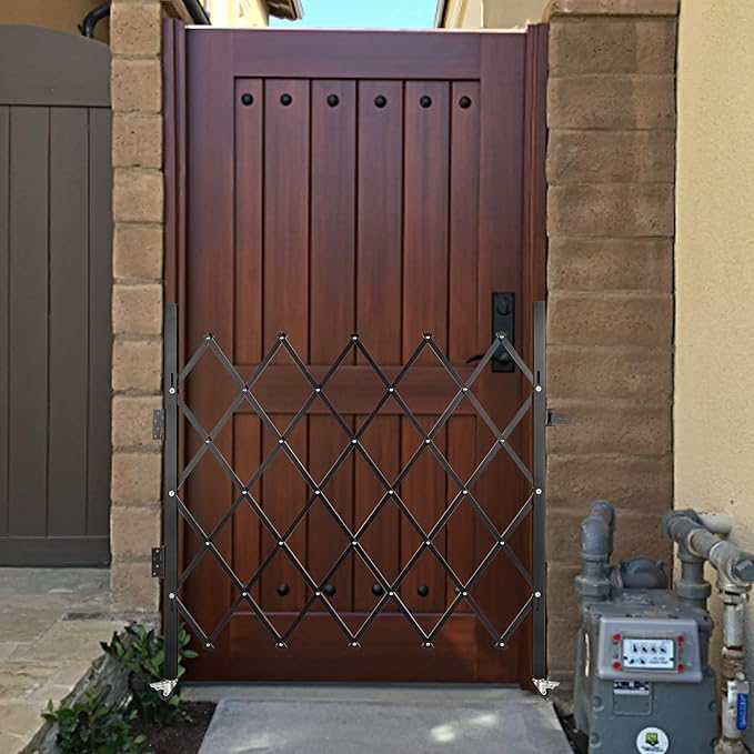 VEVOR Single Folding Security Gate, 48" H x 66" W Folding Door Gate, Steel Accordion Security Gate, Flexible Expanding Security Gate, 360° Rolling Barricade Gate, Scissor Gate or Door with Padlock
