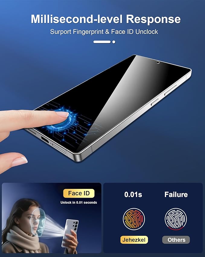 3 Pack Privacy Screen Protector for Samsung Galaxy S23 Tempered Ultra-Thin Glass with 9H, Anti Scratch, Bubble Free [Support Fingerprint Unlock] Black