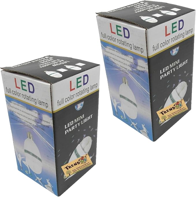 TRENDBOX 4 Pack E27 3W LED Full Color Rotating Auto Crystal Ball Bulb AC 85-260V Mini Party Light Lamp Energy Saving Disco DJ