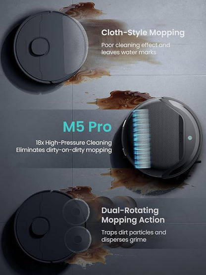 Lefant LiDAR Robot Vacuum and Mop, 18000Pa Suction, PSD 2.0 Obstacle Avoidance, All-in-One Robot Vacuum 120 Day Self-Emptying, Self Cleaning Roller Mop, Auto Drying, Supports 2.4G/5G WiFi, M5 Pro