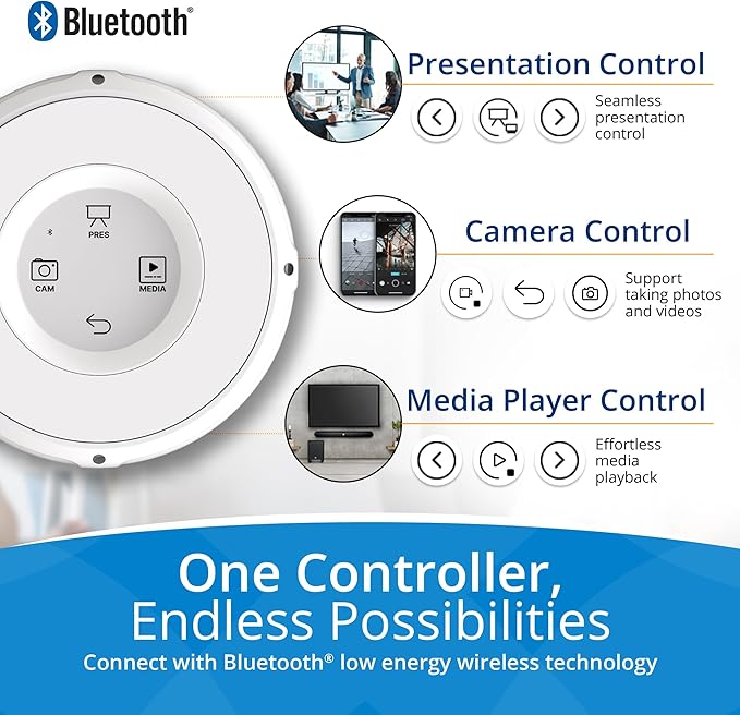Smart Home Controller + Bluetooth Controller - Works with Alexa, Google Home, Home Assistant, SmartThings, lights, thermostats and more - Programmable & Customizable Buttons, (Snow Pearl)