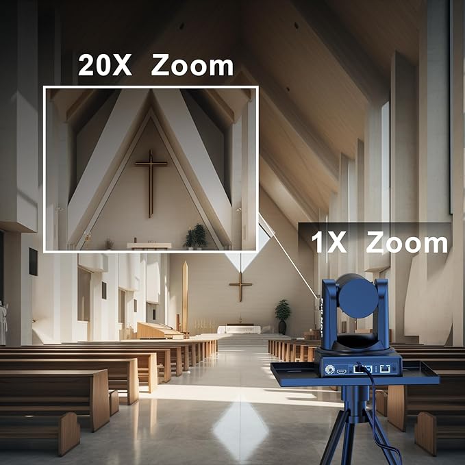 Full NDI Camera 20X Optical Zoom PTZ Camera with HDMI/SDI/USB3.0/POE IP HD 1080p60 for Live Streaming,Video Conferencing and Church Events, Compatible with vMix/Zoom/OBS(Full NDI Non-HX2 HX3)