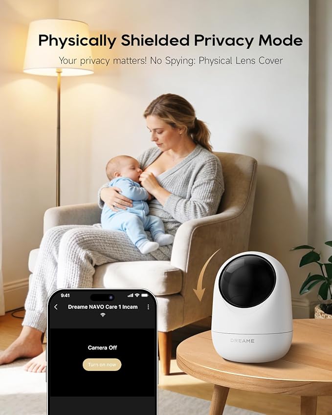 DREAME 2.5K 4MP Pet Dog Camera, Security Cameras Wireless Indoor, Dual-Band 5G/2.4G Wi-Fi, Auto-Tracking, 360° Pan-Tilt, Cloud & Local Storage, Physical Privacy Mode, Work with Alexa & Google, White