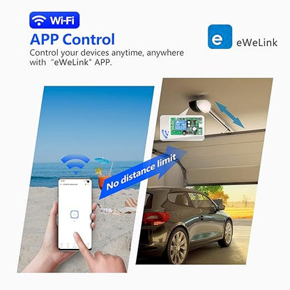 DieseRC 4x1 Channel WiFi Smart Switch with 1x Bluetooth Transmitter, DC 5V 12V 24V Passive Output Relay Module Ewelink APP WiFi Control Compatible with Alexa/Google Home, Inching/Self-Locking Switch
