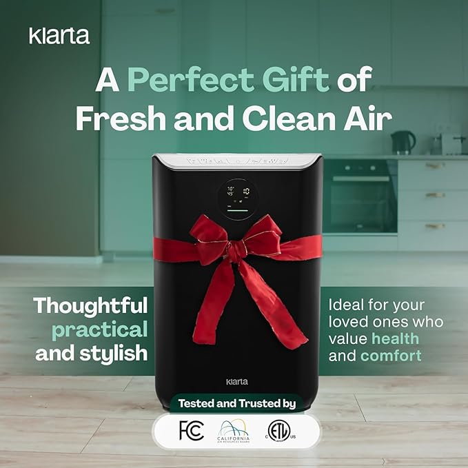 Air Purifier for Large Room - Up to 2775 ft² - Smart WiFi App - Ultra Quiet 24 dB - Air Purifiers for Home Pets - Removes Allergens, Smoke & Pet Odors - 99.97% Particle Filtration - Klarta Stor Black