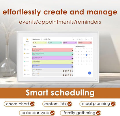 Digital Calendar 15.6 Inch, Electronic Calendar Chore Family Schedules, Smart Weekly and Monthly Planner, 1920 * 1080P IPS Touchscreen Interactive Display - Wall Mount White