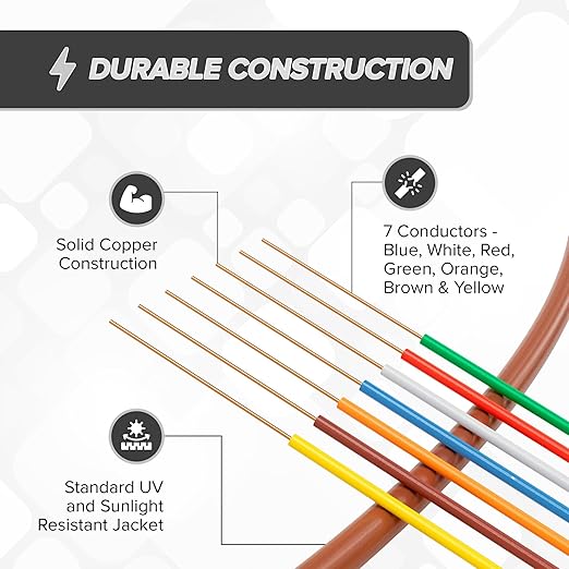 THE CIMPLE CO 18/7 Thermostat Wire 100 FT - Insulated Solid Copper Wiring for HVAC, Furnaces, Video Doorbells, Alarms, Lighting, Smart Thermostats - 18 Gauge, 7 Conductor - 100 Feet (30 Meters), Brown