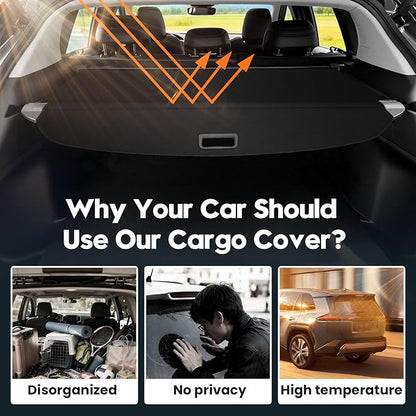 Powerty Retractable Cargo Cover for 2023-2025 Mazda CX50 - Canvas Texture Trunk Cover Privacy Screen Rear Security Shade for CX-50 Accessories