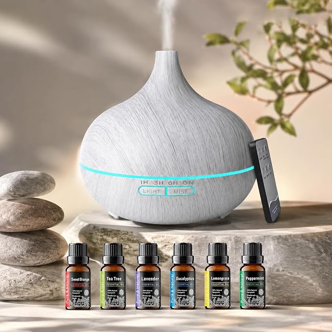 550ml Aromatherapy Essential Oil Diffuser Remote Humidifier 7 LED