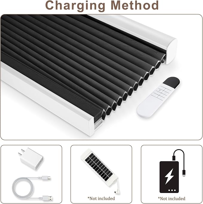 Godark Motorized Blackout Cellular Shades Compatible with Alexa/Google Home Electric Blinds Smart Honeycomb Shades for Windows Automatic Blinds with Remote Custom Size-Black