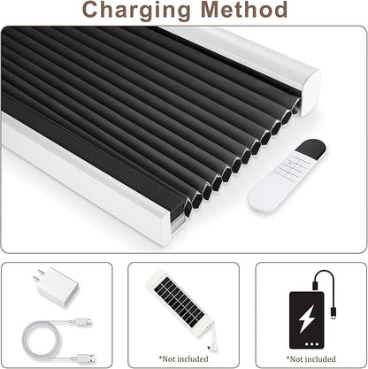 Godark Motorized Blackout Cellular Shades Compatible with Alexa/Google Home Electric Blinds Smart Honeycomb Shades for Windows Automatic Blinds with Remote Custom Size-Black