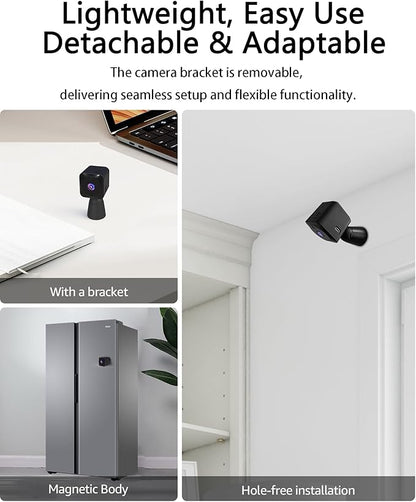 AOBOCAM 4K HD Indoor Camera for Indoor Security with App Control Motion Detection & Night Vision Wireless WiFi Rechargeable Pet Camera for Home/Office 24/7 Cycle Save Video Only (4K)
