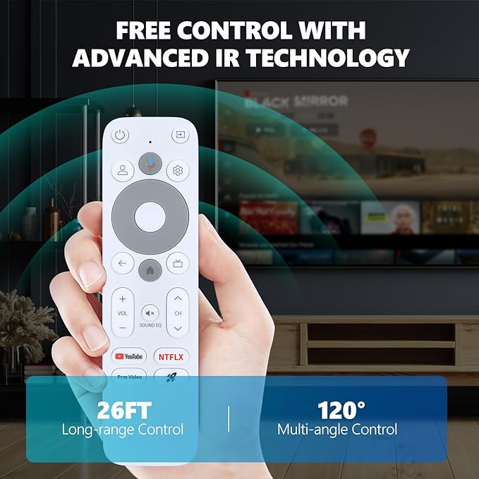 PZL Replacement Voice Remote Control for Homatics Box R 4k/4k Plus/Stick HD, for XGIMI White Streaming Dongle with Android TV System