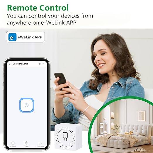Wengart WiFi Mini Relay Switch,AC100-240V 16Amp,Universal DIY Module,Easy to Upgrade Smart Home,Compatible with Alexa and Google Home Assistant,2.4GHz