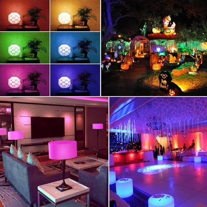 Color Changing Light Bulb, RGB LED Light Bulbs with Remote Control,40W Equivalent Dimmable 5W, 500LM, 2700K Warm White E26 Screw Base Bulbs, Flood Lights, Mood Light -Timing,12 Color Choices (8 Pack)