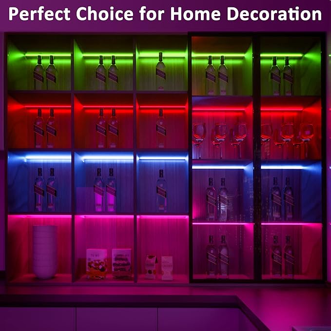 Benreom 3 Pcs RGB Under Cabinet Lights Kit, Smart App and Remote Control Under Cabinet Lighting, Dimmable Under Counter Lights for Kitchen, Plug in LED Lights Bar for Cabinet, Counter, Workbench, Desk