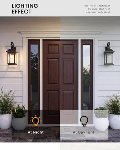 FEMILA 21" Outdoor Wall Light Fixture, 2 Pack Modern Outdoor Wall Sconce, Rust-Proof Waterproof Wall Light with Seeded Glass, Ideal for Porch, Patio, Entryway, Garage, 4FD54B2-2PK BK