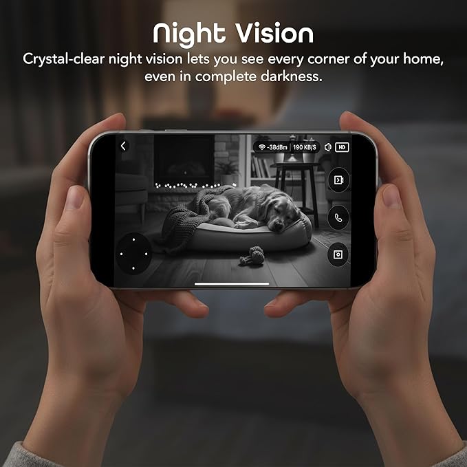 Geeni Sentinel Smart 2K Indoor Security Camera with Auto-Tracking – Dual-Band 2.4GHz & 5GHz WiFi, 2K HD Video, App & Voice Control, Motion Detection, Black