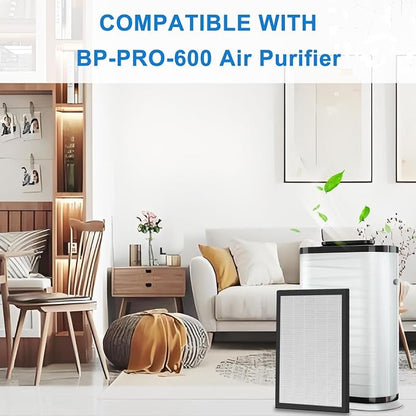 Filter Compatible with BreathePlus Pro Smart Air Purifier | Model: BP-PRO-600, True H13 High-efficiency Carbon HEPA Filter, Hepa x 1, Carbon Filter x 1