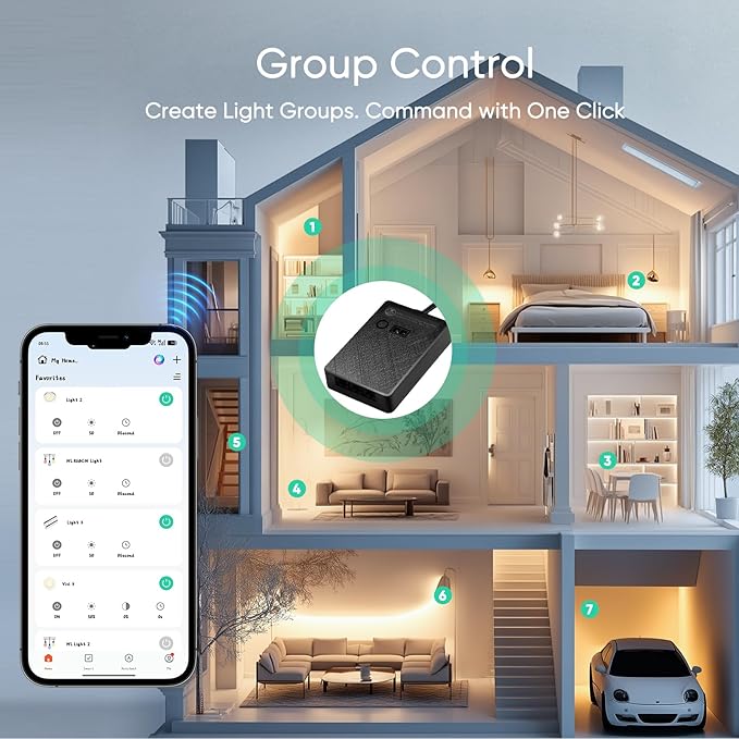VST CCT LED Strip Controller, 2.4GHz WiFi Remote Control, Voice Control via Alexa & Google Assistant, App Control (Tuya), Touch Dimmer for Brightness & Color Temperature, 12V/24V 5A (Max 60W/120W)
