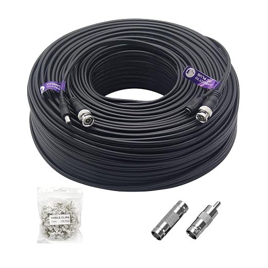 300Ft (91 Meters) 4K 8MP 5MP 2MP 1080P BNC Video and Power Cable, Mini RG59 Wire for CCTV Security Camera Systems, with BNC Connector, RCA Adapter, Cable Clips