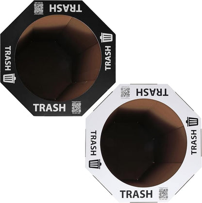 happimess Fleur 25 Gal Trash Can Bin, Charcoal Black/Cotton White, Set of 2