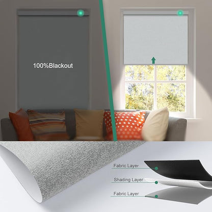Motorized Blinds with Remote [100% Blackout & Silent Motor] Smart Blinds Compatible with Alexa Google HomeKit, Electric Roller Shades for Indoor Windows, Customized Size, Shimmer Light Gray