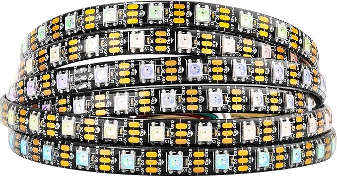 BTF-LIGHTING WS2812B IC RGB LED Strip,UL Listed,Pure Gold Wires,DC5V 16.4FT 300LED 5050SMD,Individually Addressable,Flexible for DIY Chasing Full Color Project,3M Tape,IP65(No Adapter or Controller)