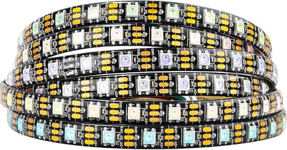 BTF-LIGHTING WS2812B IC RGB LED Strip,UL Listed,Pure Gold Wires,DC5V 16.4FT 300LED 5050SMD,Individually Addressable,Flexible for DIY Chasing Full Color Project,3M Tape,IP65(No Adapter or Controller)