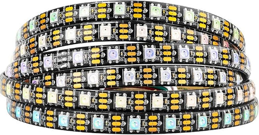 BTF-LIGHTING WS2812B IC RGB LED Strip,UL Listed,Pure Gold Wires,DC5V 16.4FT 300LED 5050SMD,Individually Addressable,Flexible for DIY Chasing Full Color Project,3M Tape,IP65(No Adapter or Controller)