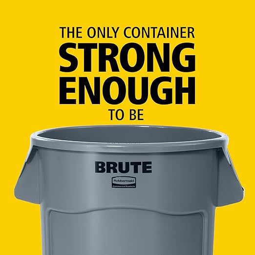 Rubbermaid Commercial Products BRUTE Heavy-Duty Round Trash Can with Venting Channels, 20-Gallon, Black, Waste Container for Landscapers/Construction Sites/Restaurants/Offices/Warehouses/Home/Driveway