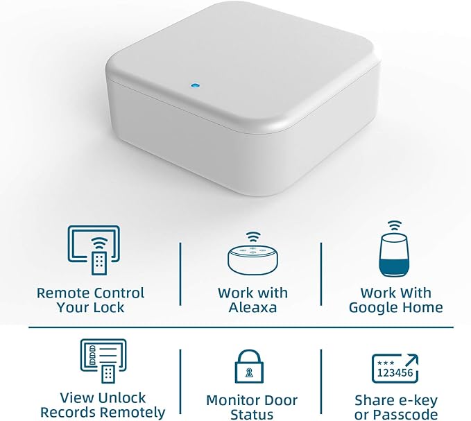 KUCACCI TTLock WiFi Gateway for Kucacci H15B T17 Smart Lock, Smart Bridging Hub Easy to Compatible with Alexa, Remotely Unlock Voice Control