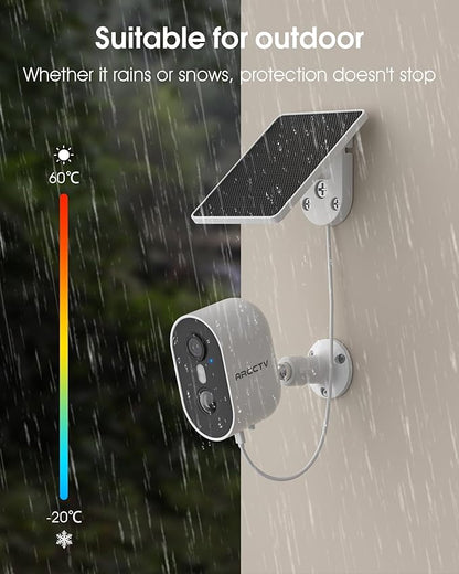 ARCCTV Security Camera Wireless Outdoor, 4MP Recharge Battery Powered WiFi Camera with Solar Panel, Motion Detection, Color Night Vision, 2-Way-Audio, 2.4G/5G Dual Band WiFi