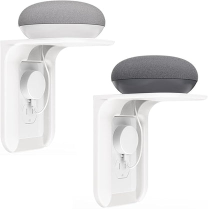 WALI Outlet Shelf Wall Holder,Bathroom Walls Shelves up to 10lbs Standard Vertical Duplex Wall Shelf Organizer for Smart Home Decor Space Saving Power Tools, Toothbrush (OLS002-W), 2 Pack, White