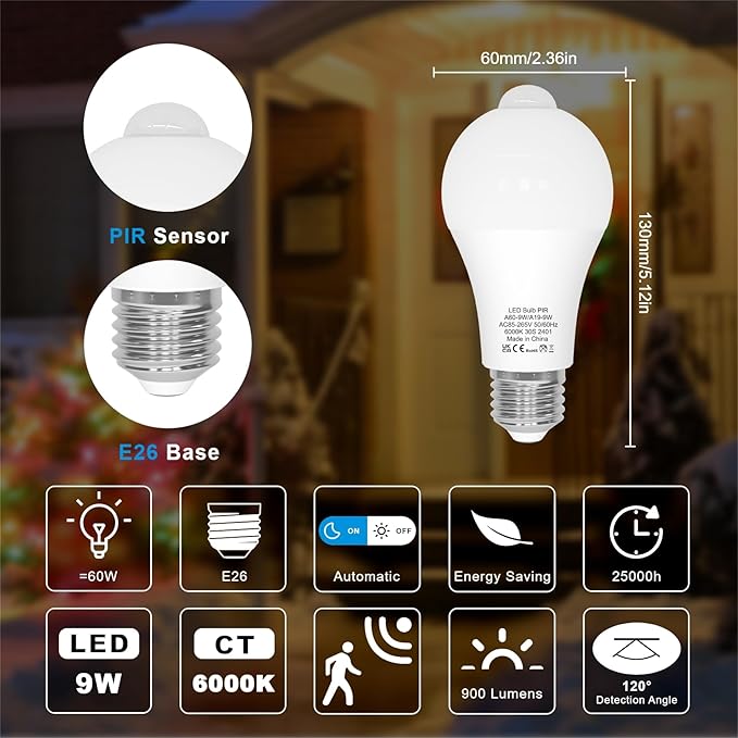 ORALUCE 丨 Bundle - Motion Sensor Light Bulbs (Pack of 2) & Smart LED Bulb A19 Wi-Fi and Bluetooth (Pack of 2)