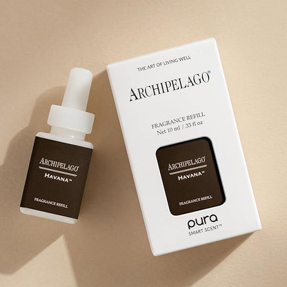 Archipelago Botanicals Pura Havana Smart Home Scent Refill, Air Diffuser Refill with Up to Six Weeks of Long-Lasting Fragrance per Refill, Clean Air Freshener for Home or Office, 0.33 Fl Oz