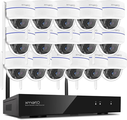 xmartO Wireless 16X DPK3034 AI Tracking 2K HD Metal Dome PTZ Camera + 16CH WNP816-W6 WiFi 6 NVR Bundle, Dual WiFi, H.265+, No Monthly Fee, IP66 Weatherproof, Home Outdoor Security System