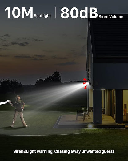 Security Cameras Wireless Outdoor, Flood Light Solar Cameras for Home Security, Home Camera with Color Night Vision, PIR Human Detection, 2-Way Talk, IP66 Waterproof, SD Card/Cloud Storage